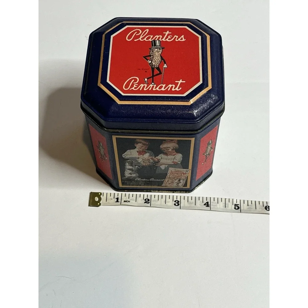 Vintage Planters Mr.Peanut Blue Tin Container 1993 Collectible by Nabisco Inc